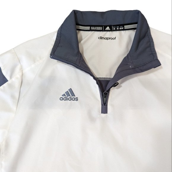 Men's Adidas Climaproof Quarter Zip Pullover White Long Sleeves Windbreaker‎ - Picture 2 of 11